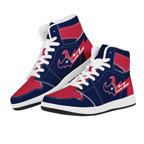 Men's Houston Texans High Top Leather AJ1 Sneakers 001 Men's Houston Texans High Top Leather AJ1 Sneakers 001